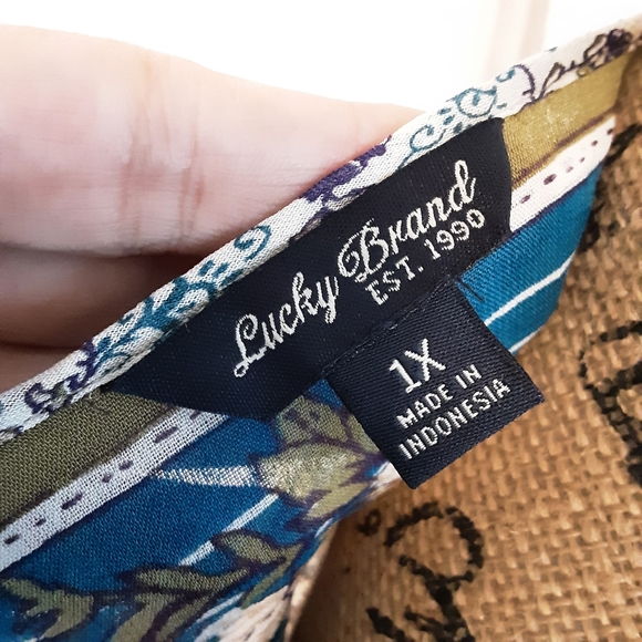 Lucky Brand Women’s Tunic Sheer Buttons Lightweight Peasant Floral - Picture 10 of 11